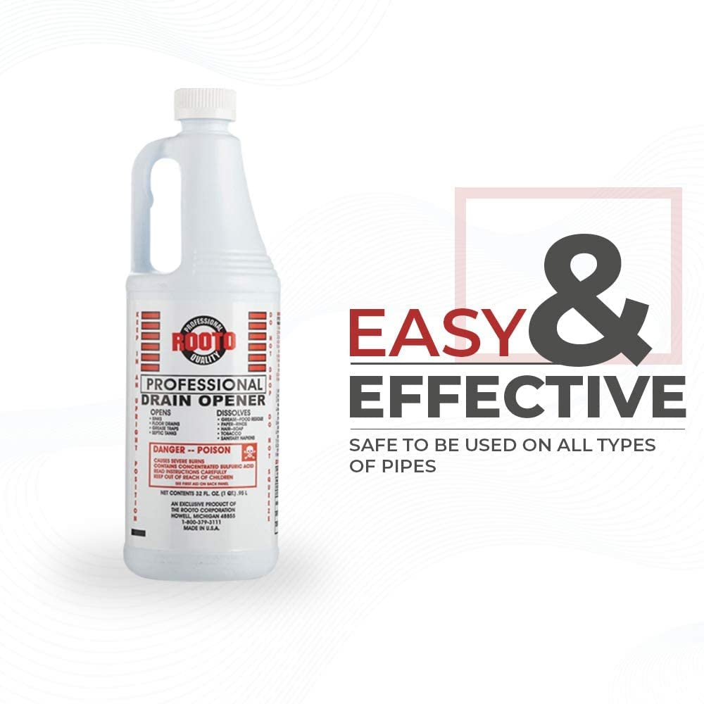 Rooto Professional Drain Opener|Deep Penetration|Opens Drains|Dissolves Grease and Residues from Septic Tanks,Bathrooms,Toilets,Kitchen Pipes|Easy to Use for Homes,Hospitals,Offices,Restaurants,etc.