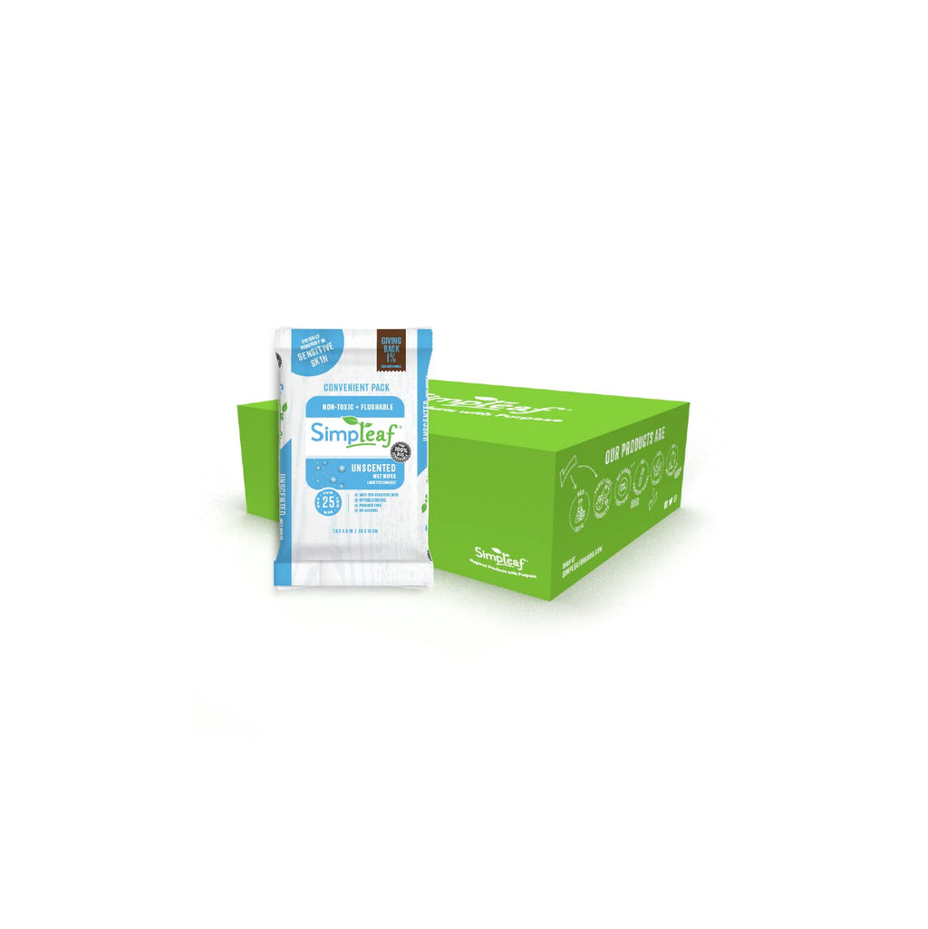 Simpleaf Flushable Wet Wipes Unscented | Plastic Free, Paraben & Alcohol Free | Hypoallergenic & Safe for Sensitive Skin | Soothing Aloe Formula | Adult Toilet Wipes (12 x 50 Counts Pack) 600 Counts