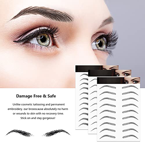 Maitys 12 Sheets 108 Pairs 4D Hair Like Waterproof Eyebrow Tattoos Stickers Temporary Transfer Brows Decal Peel off Fake Eyebrow Sticker Instant Authentic Brow Decal for Women(Vivid Style)