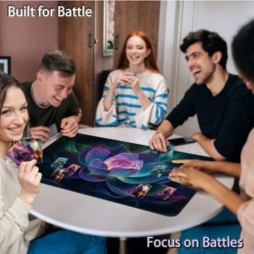 for MTG Game Playmat, for Magic TCG Rubber Play mat,Tabletop Card Playmats with Smooth Surface,Trading Card Inked Game Mat,Battle Game,Glowing Lotu
