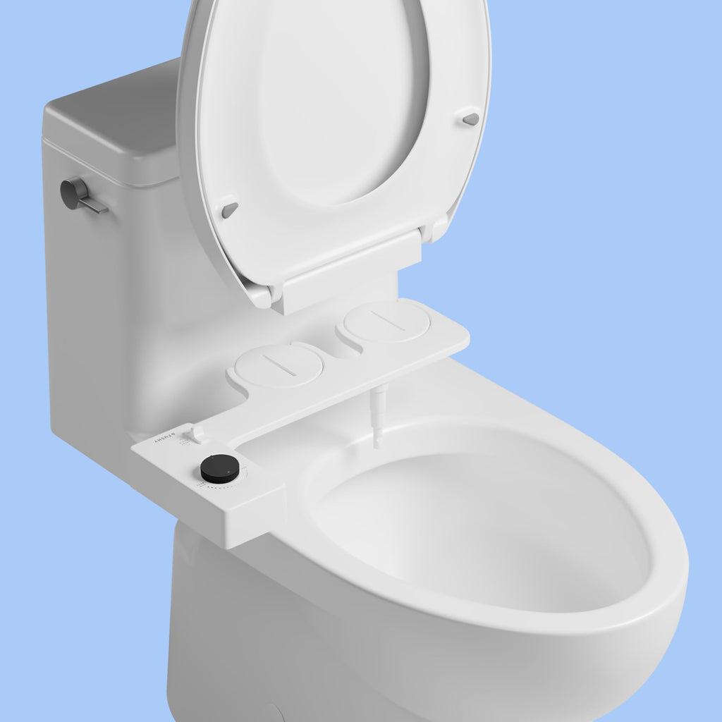 TUSHY Classic 3.0 Bidet Toilet Seat Attachment - a Non-Electric Self Cleaning Water Sprayer with Adjustable Water Pressure Nozzle, Angle Control & Easy Home Installation (White/Matte Black)