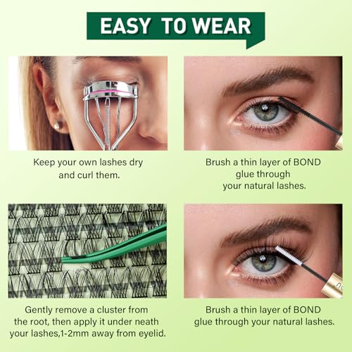 Natural Lash Clusters Wispy Eyelash Clusters 144 pcs Cluster Eyelash Extensions D Curl Individual Lashes 8-18MIX Mix Length Light and Natural Lashes Look with Thin Lash Band by KEYYOU(N02-8-18MIX-D)