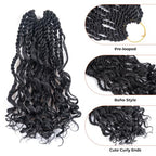 ToyoTress Boho Island Twist Crochet Hair - 12 Inch 8 Packs Short Bob Natural Black Boho Havana Twist Crochet Braids Synthetic Braiding Hair (12 Inch,8P-1B)