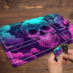 MTG Playmat with Zones Magic Card Playmat Game Mat,TCG & CCG Card Games Mat with Free Storage Bags Size 24 x 14 Inches (with Zones,Skeleton3)
