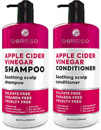 Apple Cider Vinegar Shampoo and Conditioner Set - Stop Flaky and Itchy Scalp – Sulfate Paraben Free Anti Dandruff Soothing Treatment for Dry, Oily and Damaged Hair - Intense Care for Women and Men