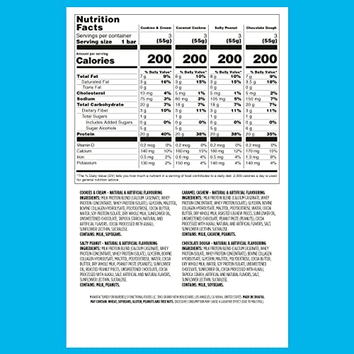 Barebells Protein Bars Variety Pack - 12 Count, 1.9oz Bars - Protein Snacks with 20g of High Protein - Chocolate Protein Bar with 1g of Total Sugars - Perfect on The Go Protein Snack & Breakfast Bars