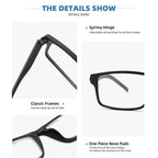 JAWSOCK 4 Pack Reading Glasses Blue Light Blocking for Men Women,Rectangular Frame Computer Readers with Spring Hinge,Reading Glasses for Men Women，Anti Eyestrain/UV Ray Eyeglasses (1.75x)