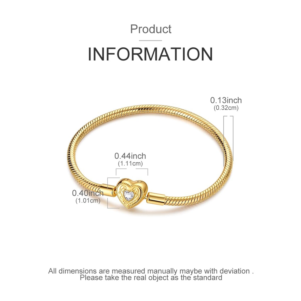 QIKAOLA Gold Bracelets for Pandora Charms Golden Snake Chain Bracelets for Women