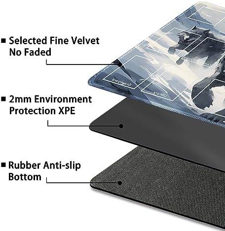 Playmat for MTG, with Free Storage Bags,Game Mat 24 x 14 inches, TCG and Board Game Mat for Cards,Mousepad Desk Mats (with Zones,Magic Mat 4)