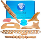 Wood Therapy Massage Tools 8-in-1, Lymphatic Drainage Massager, Maderoterapia Kit - Anti Cellulite Complete Body Sculpting Tools for Total Relaxation & Relief - Massager Tool for Anti Aging