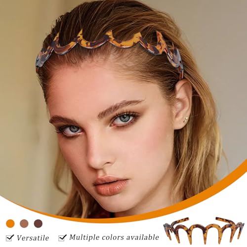 6Pcs Zig Zag Shark Tooth Headbands Comb Zigzag Plastic Hoop U Shaped Shark Tooth Hair Bands Wavy teeth Hair Hoop for Women Girls Hair Accessory Styling（6 Color）