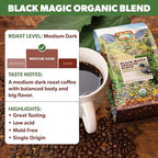 Java Planet Organic, Black Magic Blend Medium Dark Roast, Smooth Full Flavored Organic Coffee Beans, Low Acid, Whole Bean Coffee 1LB Bag