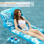 Jasonwell Inflatable Pool Float Adult - Pool Floaties Lounger Floats Floating Chair Raft with Adjustable Backrest Cup Holders Water Floaty Lake Lounge Tanning Floats Beach Party Toys for Adults (Blue)
