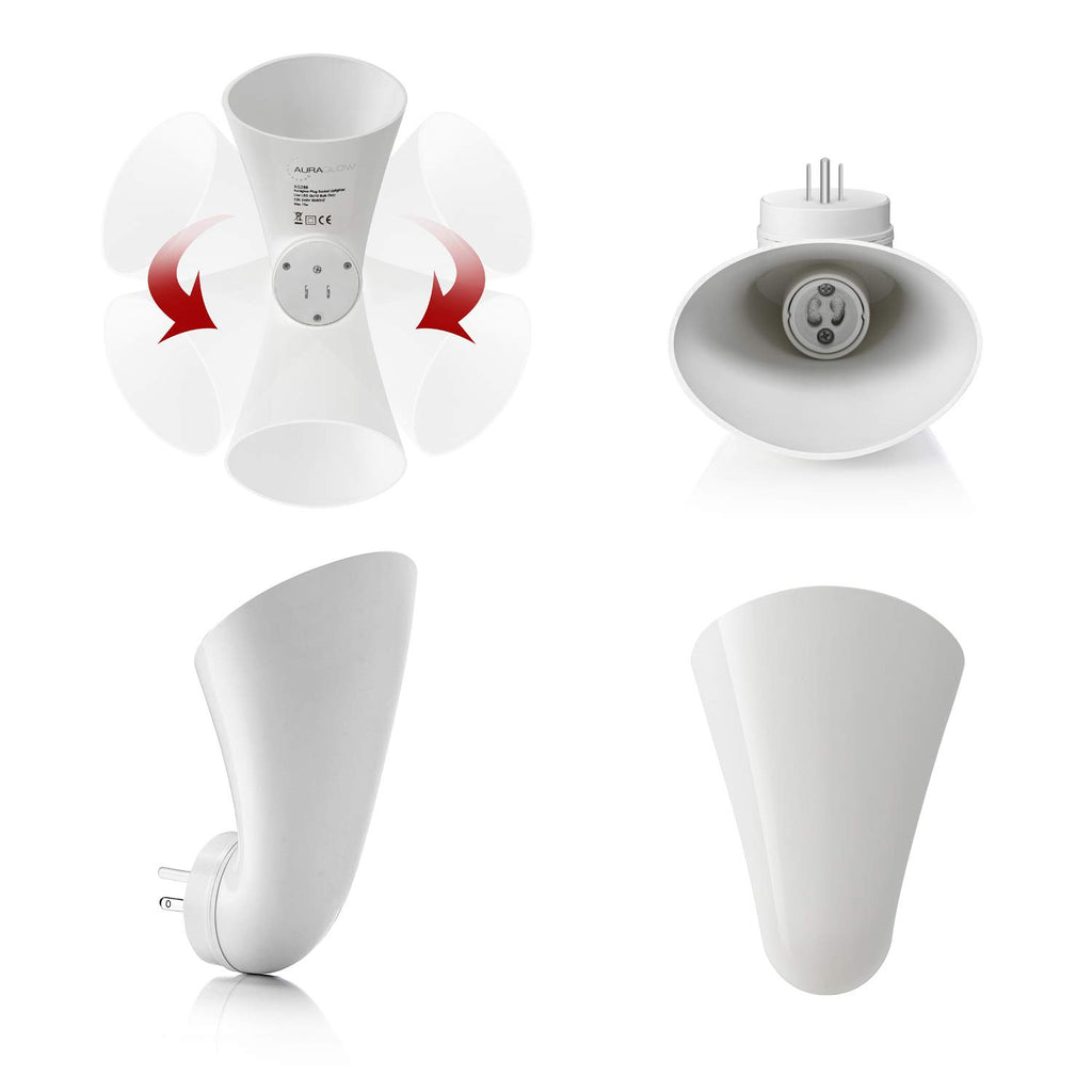 AURAGLOW Plugin GU10 Spotlight Uplighter Wall Sconce Wash Light Plug Socket Outlet Uplight Lamp - NO LED Bulb Included