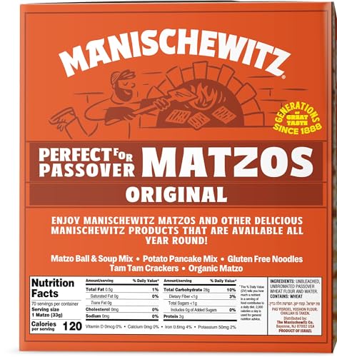 Manischewitz Passover Matzo, 4x1lbs Boxes (Total 4 Boxes) Freshly Baked for Passover 2025 | Just 2 Ingredients | Airy, Thin, Crisp & Delicious!