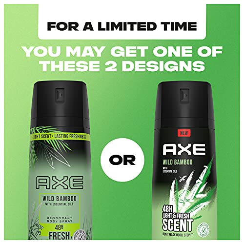 AXE Wild Bamboo Men's Body Spray Deodorant 48hr Odor Protection With Essential Oils Aluminum Free Deodorant Body Spray 4.0oz
