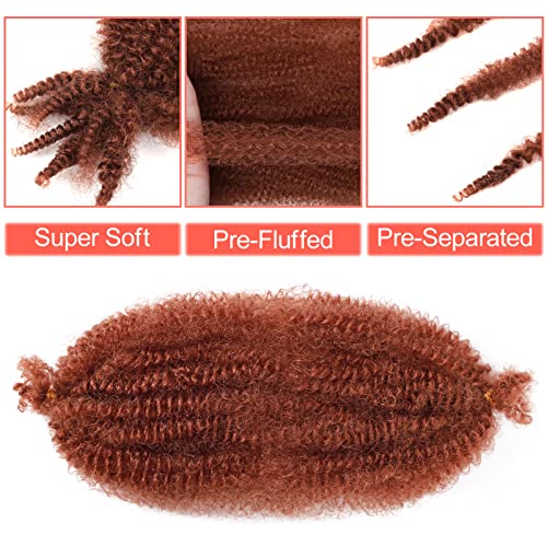 Marley Hair 14 Inch 7 Packs Ginger Marley Twist Braiding Hair Pre Separated Springy Afro Twist Hair Pre Fluffed Spring Twist Hair Natural Synthetic Cuban Twist Hair Extensions (14",350)