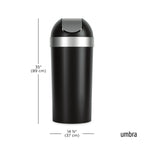 Umbra Venti Kitchen Trash Can, Swing Top Lid, 16 Gallon, Black/Nickel