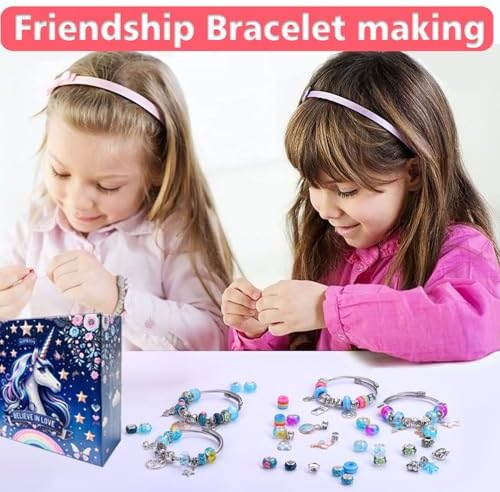 AIPRIDY Charm Bracelet Making Kit,Unicorn Mermaid Crafts Gifts Set Can Inspires Imagination and Creativity,Jewelry Making Kit Perfect Gifts for Girls 5-12 Years Old (125 Pieces)