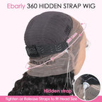 Hidden Strap 360 Glueless Lace Front Wigs Human Hair Pre Plucked Bleached Knots 180 Density Water Wave HD Lace Frontal Wig with Drawstring Curly Full LaceFront Wigs for Women(22 inch)
