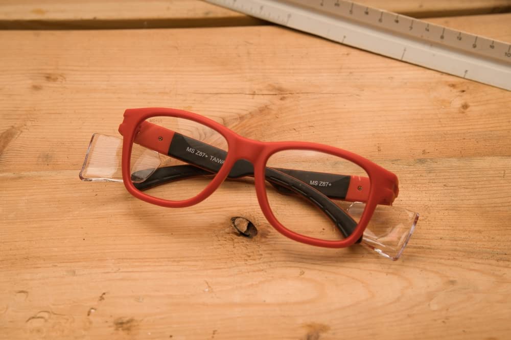 MAGID Y50 Safety Glasses for Construction | Red Frame — 1 Pair, Clear Lens | Side Shields, ANSI Z87.1+, Anti-Fog, Scratch-Resistant, 99.9% UV Protection, Polycarbonate Lens