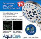 Hotel Spa AquaCare High Pressure 8-mode Handheld Shower Head, Anti-clog Nozzles, Built-in Power Wash to Clean Tub, Tile & Pets, Extra Long 6 ft. Stainless Steel Hose, Wall & Overhead Brackets