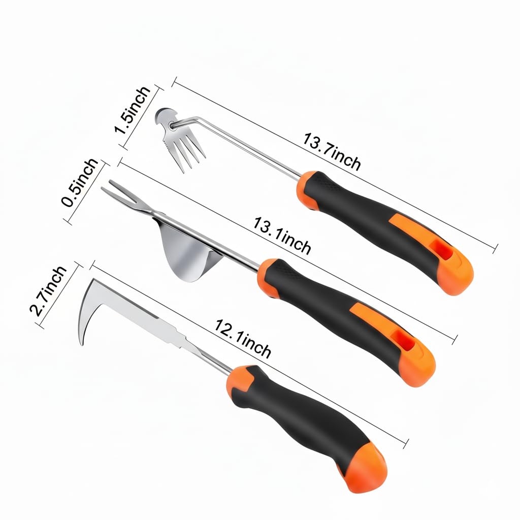 MINOVARA Weed Puller Tool, Portable Rubber-Handled Garden Tools, Four-Tined Weeding Tool, Uprooting Weeding Tools, Crevice Weeder, Yard Weed Tools and Weed Removal Tool (style3)