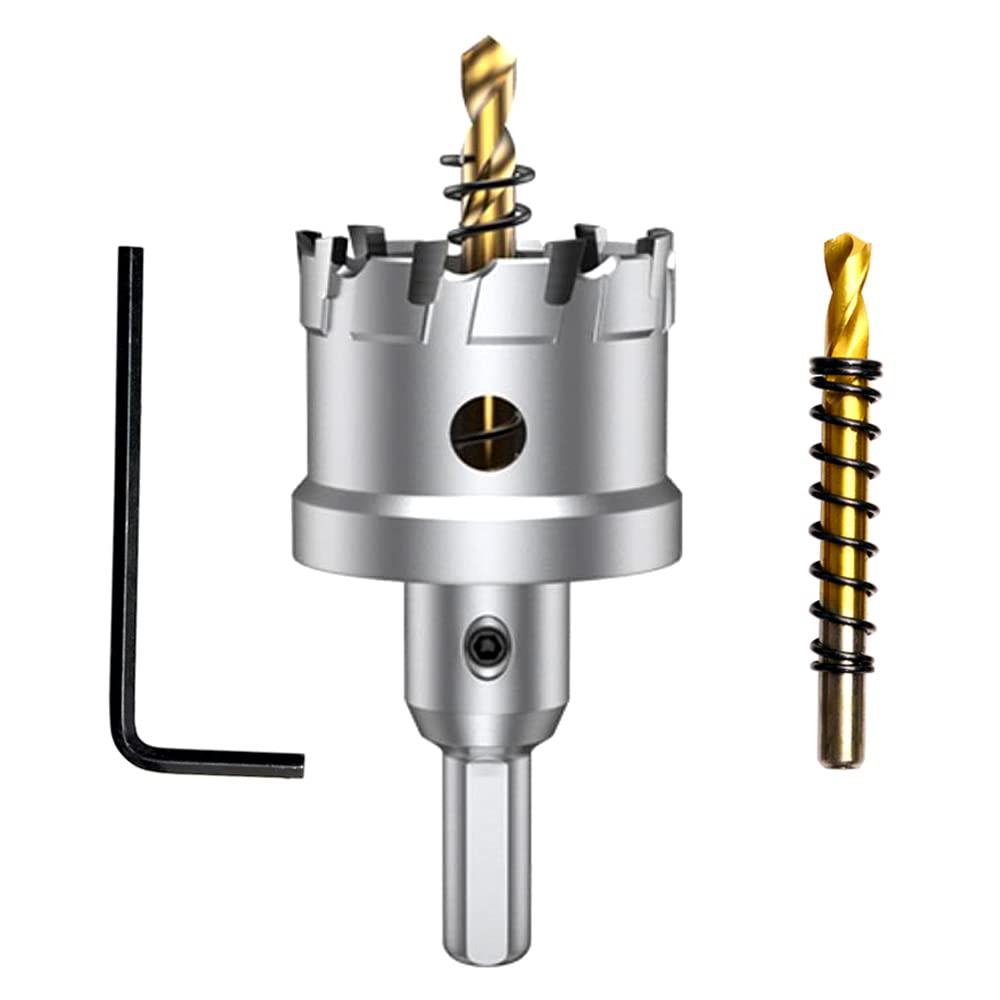 ASNOMY Tungsten Carbide Tipped Hole Saw Drill Bit for Hard Metal, 1-5/8 Inch T.C.T Hole Saw Cutter with 2pcs Pilot Drill bit for Metal, Stainless Steel, Iron, Wood, Plastic