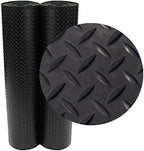 Rubber-Cal Diamond-Plate Rubber Flooring Rolls - 3 mm x 4 ft x 2.5 ft Rolls - Black