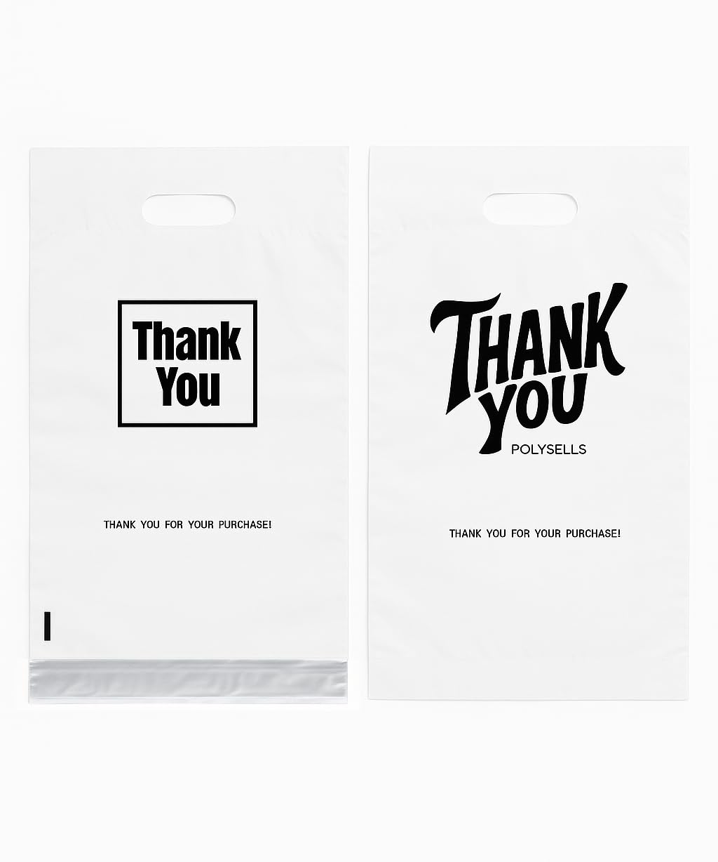 POLYSELLS Thank You Poly Mailers 12x15.5 inches 100 Pcs Waterproof Self-Sealing Shipping Bags with Handle for Clothing