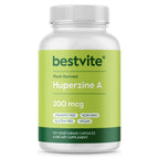 BESTVITE Huperzine A 200mcg from Naturally Derived Huperzia Serrata (120 Vegetarian Capsules) - No Stearates - No Flow Agents - Vegan - Non GMO - Gluten Free - Superior Form of Huperzine A