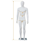 Kinfant 6Ft Male Mannequin Dress Form Display - Manikin Torso Stand Realistic Full Body Mannequin for Retail Clothing Shops, Halloween Christmas Cosplay, White