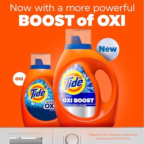 Tide Ultra Oxi Boost Liquid Laundry Detergent, 92 fl oz, 65 Loads, Advanced Stain Remover, Laundry Detergent Liquid with Extra Oxi Power