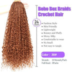 Boho Goddess Box Braids Crochet Hair for Black Women-8 Packs 24 Inch Pre Looped Crochet Braids Curly Ends (30#, 24 Inch (Pack of 8))