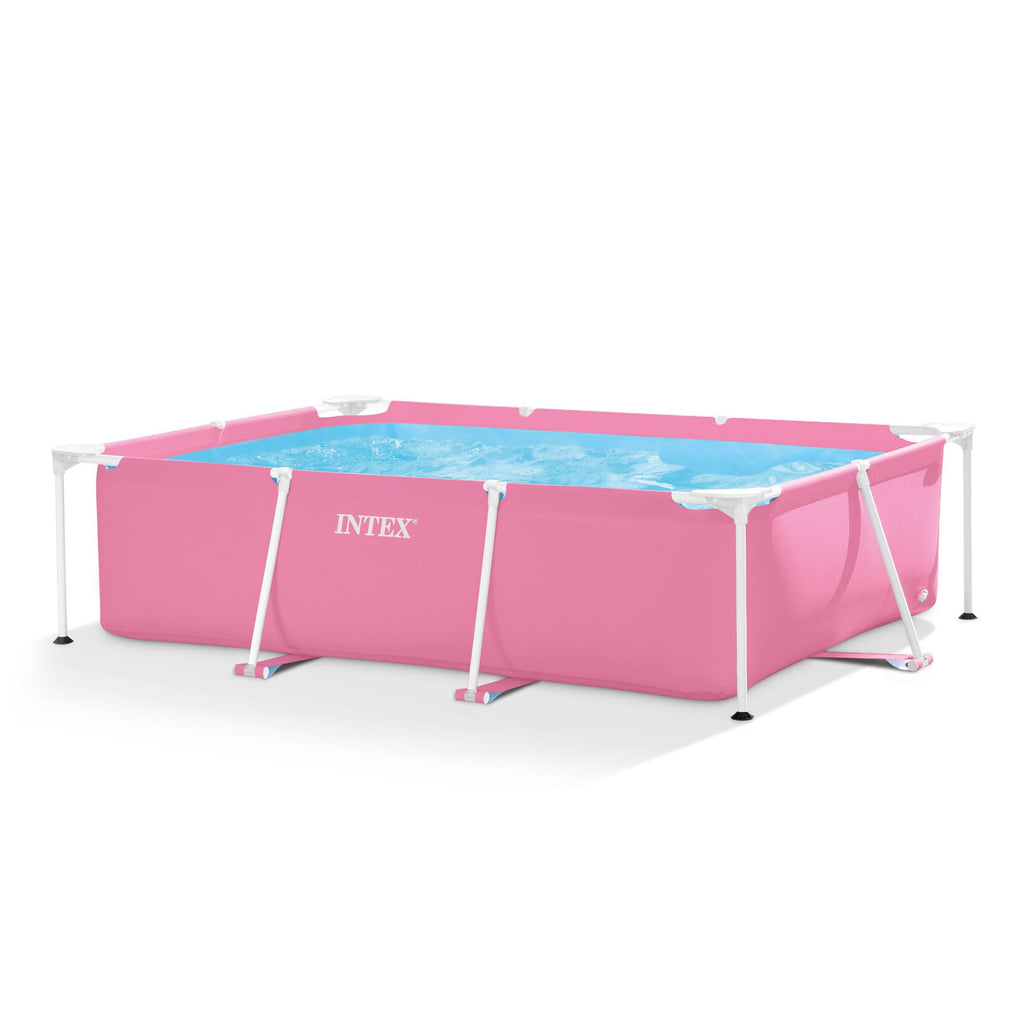 INTEX Metal Frame 7 ft x 5 ft x 23.5 in Above Ground Pool Set, Rectangular Swimming Pool with Steel Frame