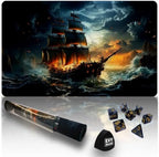 MTG Playmat TCG Playmat -Includes Storage Tube and 7 Dice-Experience Top-Tier Quality and Edge-Locking Waterproof and Non-Slip Mat! (playmat Without Zones, 1-The Mysterious Ghost Ship)