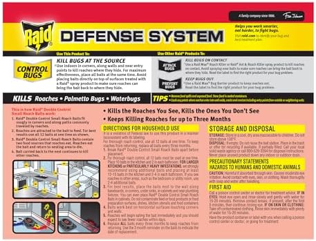 Raid Double Control Small Roach Baits, Child Resistant, For Indoor Use, Kills Roaches for 3 Months, 12 Count
