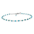 YANARA Blue Turquoise Anklet for Women, Dainty Boho Summer Beach Jewelry for Girls, December Birthstone Handmade Charm Ankle Bracelets Silver Plated 9+1.5 inch Chain, Mother's Day Jewelry For Her