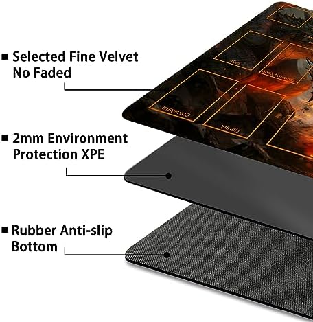 Playmat for MTG, with Free Storage Bags,Game Mat 24 x 14 inches, TCG and Board Game Mat for Cards,Mousepad Desk Mats (with Zones,Magic Mat 15)