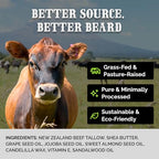 Beef Tallow Beard Butter for Men - 4oz - Hydrating Sandalwood Beard and Skin Balm with Shea Butter - Deeply Moisturizing Tallow