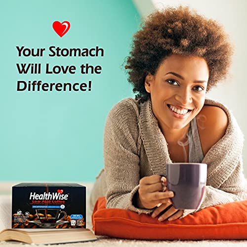 Healthwise Low Acid Unflavored Decaf, Chemical-Free Swiss Water Process, 99.9% Caffeine Free, 100% Colombian Coffee K-Cups – Medium Roast, Healthier Coffee for Sensitive Stomachs - 72 Count (Pack of 6)