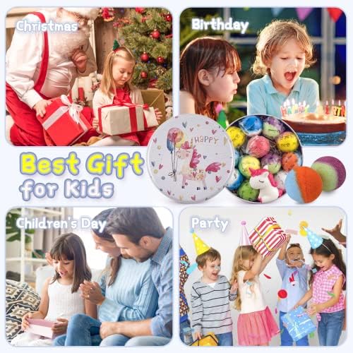 Bath Bombs for Kids, 12pcs Bath Bombs with Surprise Crystal Toys Inside, Handmade Natural and Organic Bubble Bath Fizzies, Birthday Easter Gift for Girls and Boys