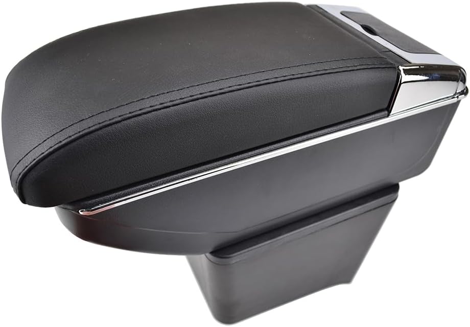 OQHAIR Armrest Box Dual Layer Car Armrest Cup Holder Center Centre Console Storage Box Tray Leather For VW For Polo Mk4 2002-2009 (9N/9N3)