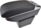 OQHAIR Armrest Box Dual Layer Car Armrest Cup Holder Center Centre Console Storage Box Tray Leather For VW For Polo Mk4 2002-2009 (9N/9N3)