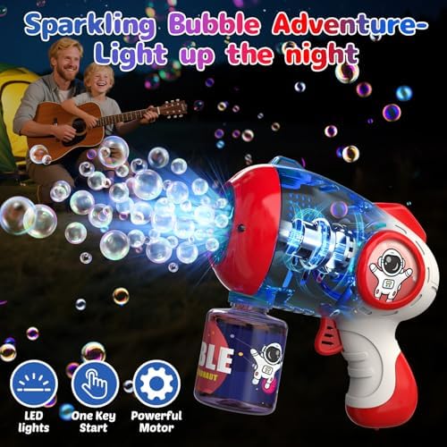 EagleStone Bubble Guns for Kids 4-8, 2 Pack Light-Up Automatic Bubble Gun Blasters with 4 Solution, Bubble Machine for Toddlers, Outdoor Summer Toy, Easter Gifts, Birthday Wedding Party Favors