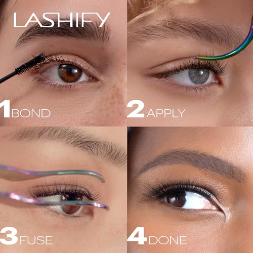Lashify Curl 14mm Gossamer Eyelash Extensions Refill in Ombre Green, Easy DIY False Lashes for a Natural Look