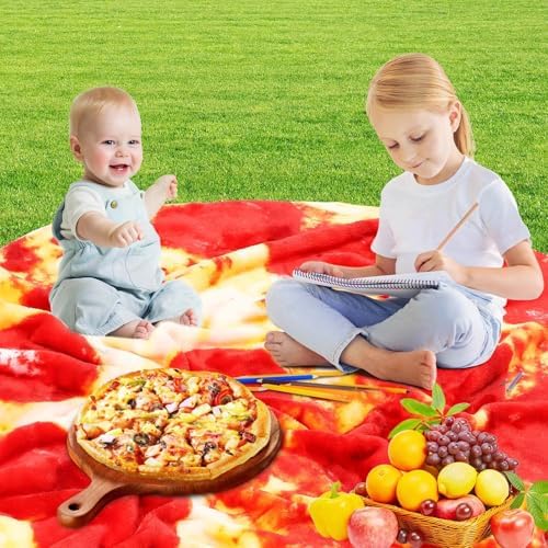 Pepperoni Pizza Blanket Baby Stuff Shower White Elephant Gifts for Kids Throw Blankets Wrap Newborn Swaddle Toddler Boy Girl Party Novelty Gag Pets Soft Fleece 40in