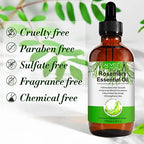 Rosemary Oil for Hair Growth 4.04 Fl Oz, Rosemary Essential Oil for Eyelashs, Eyebrows, Face, Skin Care, Body Massage, Aromatherapy, Hair Loss Treatment, Nourishes The Scalp, Improve Blood Circulation