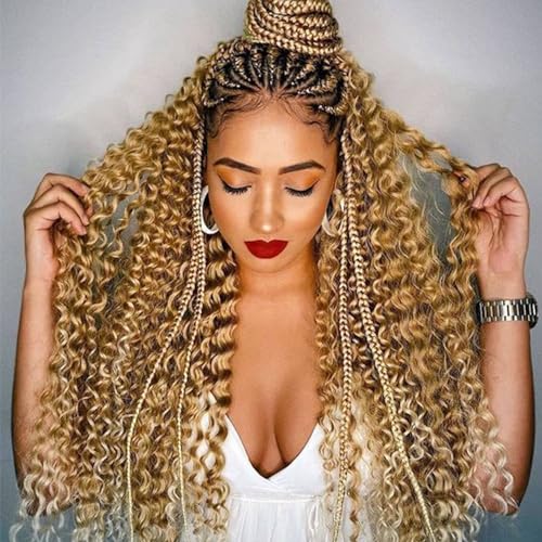 27# Deep Wave Braiding Human Hair Honey Blonde Bulk Human Hair for Braiding Deep Curly Hair for Micro Boho Braids Crochet Human Hair for Bohemian Box Braids100 Grams (2 of 50g)18 inch