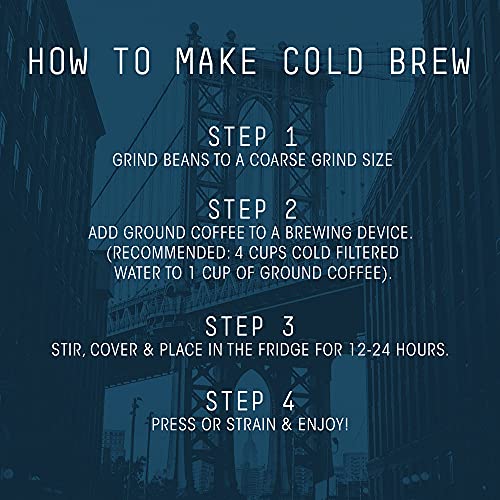 Stone Street Cold Brew Coffee, Strong & Smooth Blend, Low Acid, 100% Arabica, Gourmet Coffee, Coarse Ground, Dark Roast, Colombian Single Origin, 1 LB
